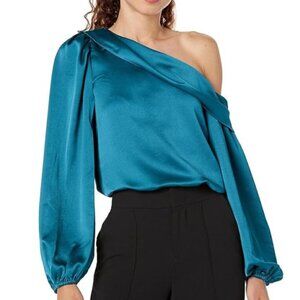 Trina Turk 'Astronomical' One-Shoulder Satin Top, Pool Teal